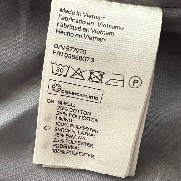 H&M Gray/Blue Cotton Blend Jacquard Full Zip Moto Jacket Blazer Size 10 EUC - Picture 6 of 6